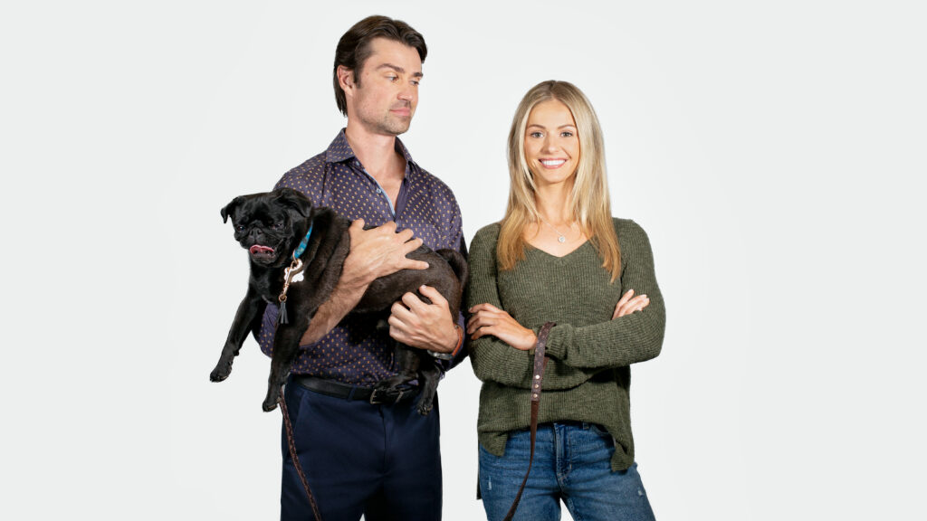 Corey Sevier, Rebecca Dalton in The Dog Lover's Guide to Dating. Credit: ©2022 Hallmark Media/Photographer: Courtesy of Johnson Production Group