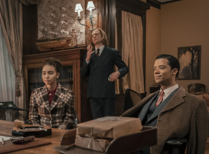 Bailey Bass, Sam Reid and Jacob Anderson in Interview with the Vampire. Photo: Alfonso Bresciani/AMC