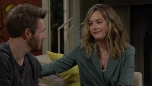 Hope (Annika Noelle) comforts Liam (Scott Clifton) in The Bold and the Beautiful. Photo: CBS