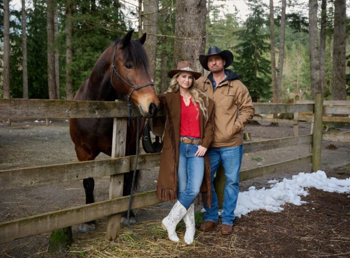 Fiona Gubelmann and Warren Christie in A Royal Montana Christmas. Photo: Hallmark Channel