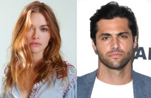 Headshots of Holland Roden and Matthew Daddario from Holiday Touchdown: A Bills Love Story