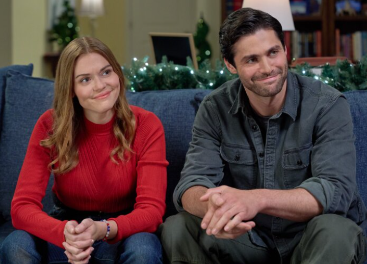 Holland Roden and Matthew Daddario in Holiday Touchdown: A Bills Love Story. Photo: Hallmark Channel