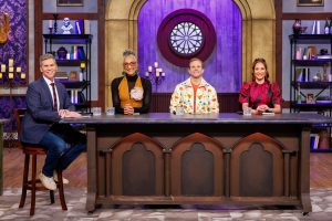 John Henson, Stephanie Boswell, Carla Hall and Zac Young in Halloween Baking Championship season 11.