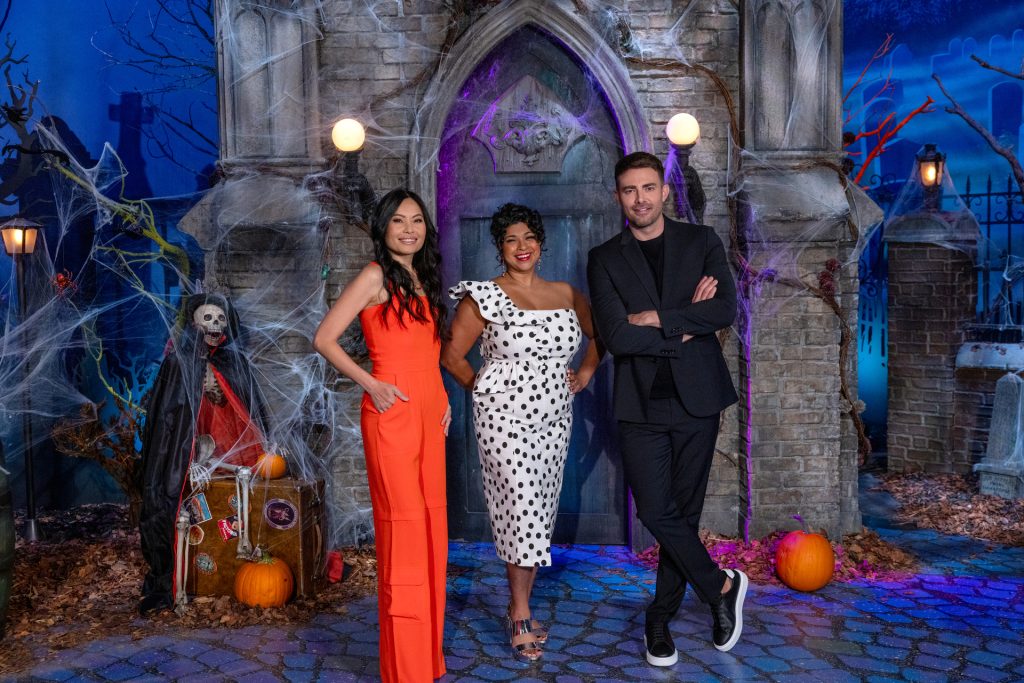 Shinmin Li, Aarti Sequeira and Jonathan Bennett in Halloween Wars season 15. Photo: Food Network