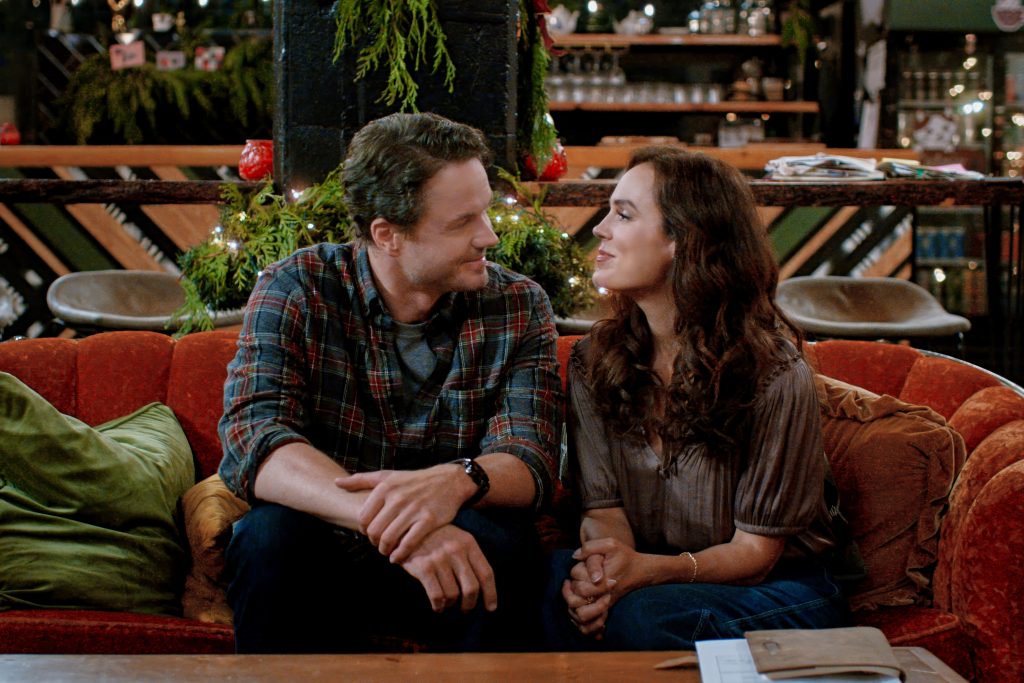 Paul Campbell and Erin Cahill in Christmas at the Catnip Cafe. Photo: Hallmark Media
