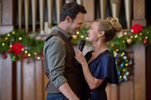 Jake Epstein and Brooke D'Orsay in Oy to the World. Photo: Hallmark Media