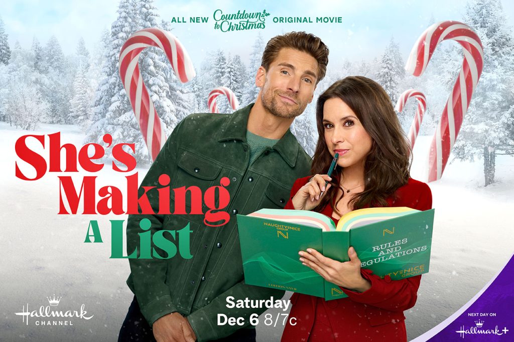 She's Making a List starring Lacey Chabert and Andrew Walker. Photo: Hallmark Media