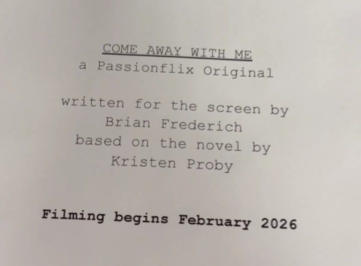 Image of typewritten script revealing that Passionflix will begin filming Come Away With Me in February 2026