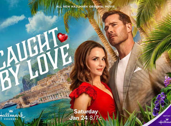 Key art from Caught By Love featuring Rachael Leigh Cook and Luke Macfarlane. Photo: Hallmark Media
