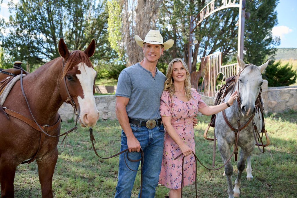 Gabriel Hogan and Alison Sweeney in Romance at Hope Ranch. Photo: Hallmark Media