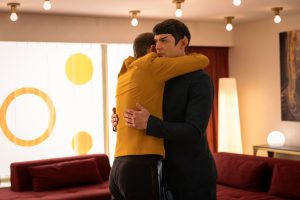 Paul Wesley as James T. Kirk and Ethan Peck as Spock in season 4, episode 2, of Star Trek: Strange New Worlds streaming on Paramount+, 2026. Photo Credit: Jan Thijs/Paramount+