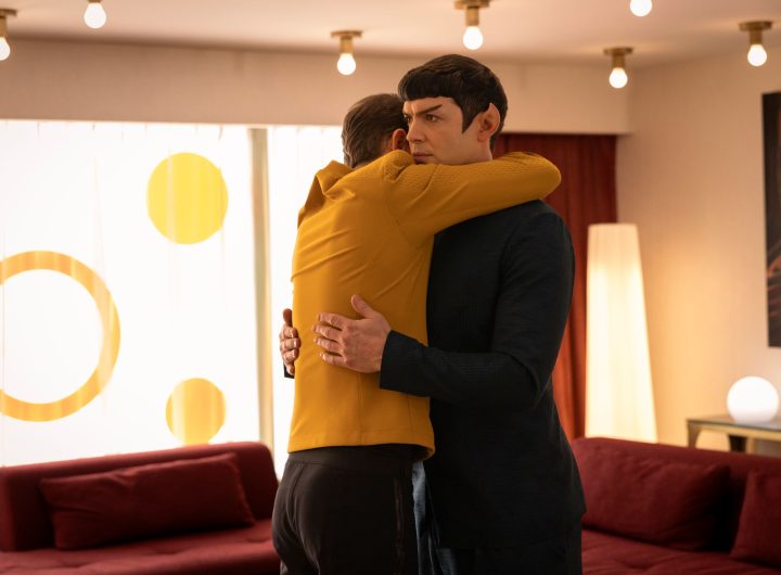Paul Wesley as James T. Kirk and Ethan Peck as Spock in season 4, episode 2, of Star Trek: Strange New Worlds streaming on Paramount+, 2026. Photo Credit: Jan Thijs/Paramount+