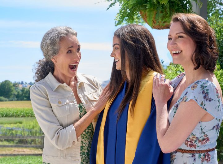 Andie MacDowell, Sadie Laflamme-Snow, Chyler Leigh in The Way Home season 4. Credit: ©2026 Hallmark Media/Photographer: Peter Stranks