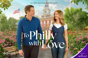 Stephen Huszar and Rebecca Dalton in To Philly with Love. Image: Hallmark Media