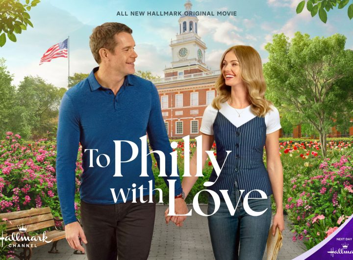 Stephen Huszar and Rebecca Dalton in To Philly with Love. Image: Hallmark Media