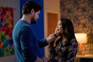 Chris McNally and Janel Parrish in Two for Tee. Photo: Hallmark Media