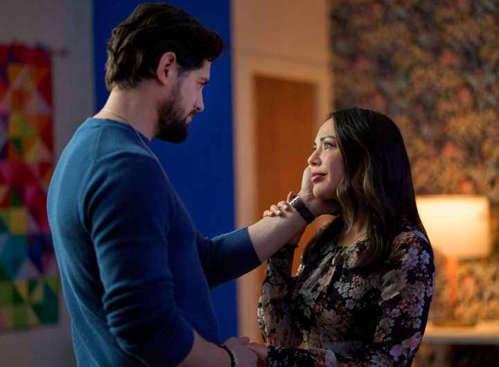 Chris McNally and Janel Parrish in Two for Tee. Photo: Hallmark Media