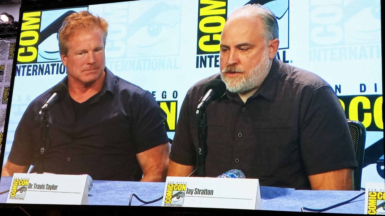 Dr. Travis Taylor and Jay Stratton at The Secret of Skinwalker Ranch panel at SDCC 2024. Photo: Sarabeth Pollock