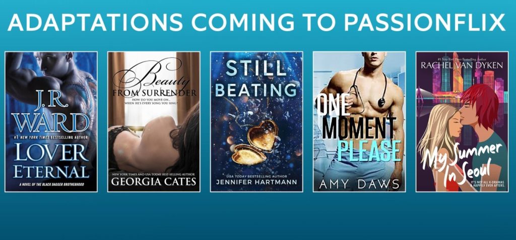 Key art featuring projects in development at Passionflix
