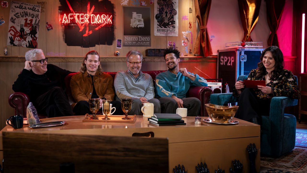 Rolin Jones, Sam Reid, Mark Johnson, Jacob Anderson and Lizzie Bassett in The Vampire Lestat: After Dark. Photo: AMC