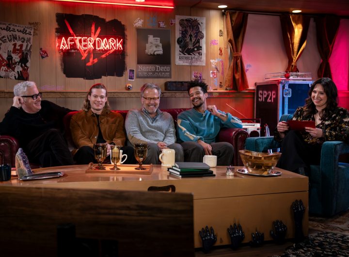 Rolin Jones, Sam Reid, Mark Johnson, Jacob Anderson and Lizzie Bassett in The Vampire Lestat: After Dark. Photo: AMC