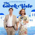 Nikki DeLoach and Apostolis Totsikas in The Greek Aisle. Image: Hallmark Media