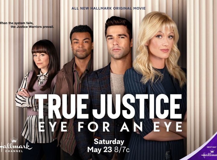 Katherine McNamara, Markian Tarasiuk, Nikki DeLoach, Benjamin Ayres in True Justice: Eye for an Eye. Photo: Hallmark Media