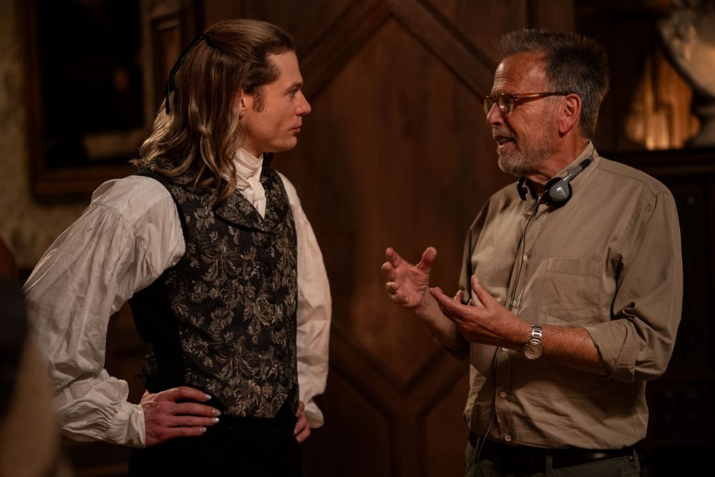 Exective Producer Mark Johnson and Sam Reid as Lestat De Lioncourt - Anne Rice's The Vampire Lestat _ Episode 02, Behind the Scene - Photo Credit: Sophie Giraud/AMC