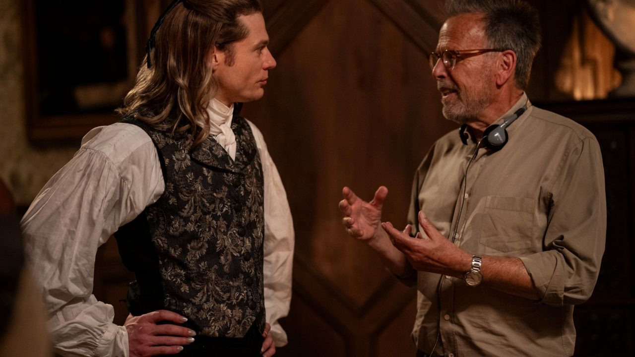 Exective Producer Mark Johnson and Sam Reid as Lestat De Lioncourt - Anne Rice's The Vampire Lestat _ Episode 02, Behind the Scene - Photo Credit: Sophie Giraud/AMC