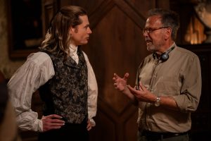 Exective Producer Mark Johnson and Sam Reid as Lestat De Lioncourt - Anne Rice's The Vampire Lestat _ Episode 02, Behind the Scene - Photo Credit: Sophie Giraud/AMC