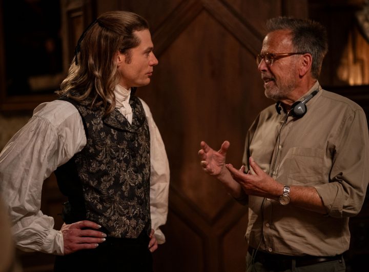 Exective Producer Mark Johnson and Sam Reid as Lestat De Lioncourt - Anne Rice's The Vampire Lestat _ Episode 02, Behind the Scene - Photo Credit: Sophie Giraud/AMC
