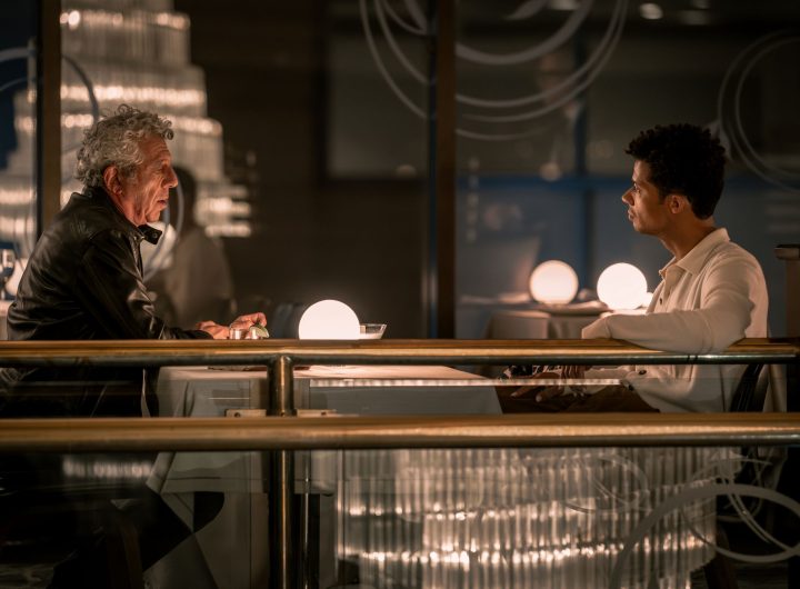 Jacob Anderson as Louis De Pointe Du Lac and Eric Bogosian as Daniel Molloy - Anne Rice's The Vampire Lestat _ Episode 02 - Photo Credit: Sophie Giraud/AMC