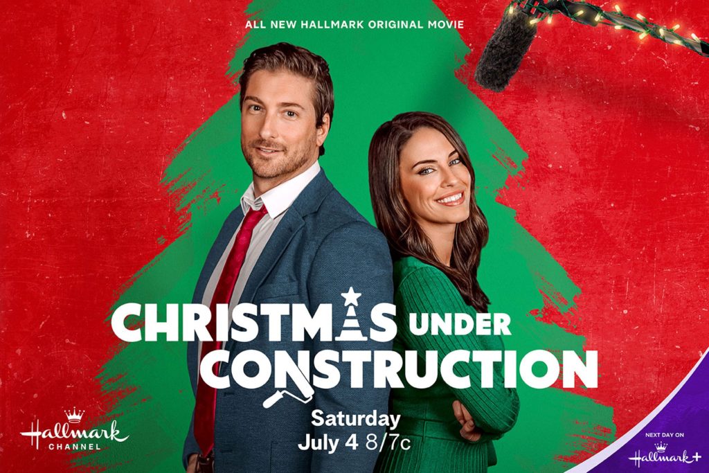 Jessica Lowndes and Daniel Lissing star in Christmas Under Construction. Photo: Hallmark Media
