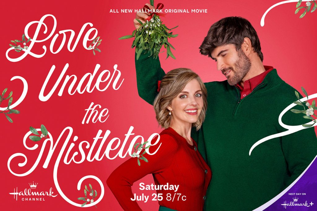 Jen Lilley and Nick Bateman in Love Under the Mistletoe. Photo: Hallmark Media