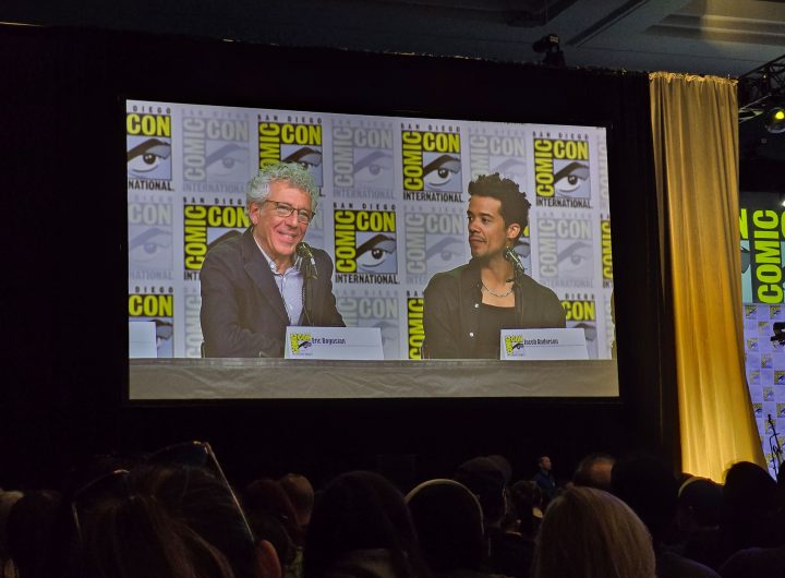 Eric Bogosian and Jacob Anderson at The Vampire Lestat panel at SDCC 2025