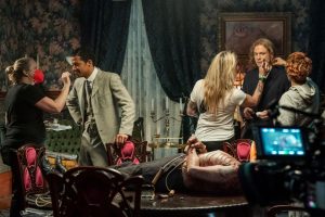 BTS, Jacob Anderson as Louis De Point Du Lac, Sam Reid as Lestat De Lioncourt - Interview with the Vampire _ Season 1, Episode 5 - Photo Credit: Alfonso Bresciani/AMC