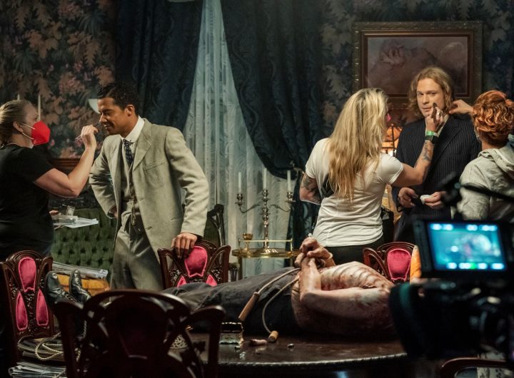 BTS, Jacob Anderson as Louis De Point Du Lac, Sam Reid as Lestat De Lioncourt - Interview with the Vampire _ Season 1, Episode 5 - Photo Credit: Alfonso Bresciani/AMC