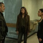 auren Cohan as Maggie, Jeffrey Dean Morgan as Negan, Aimee Garcia as Renata - The Walking Dead: Dead City _ Season 3, Episode 2 - Photo Credit: Robert Clark/AMC