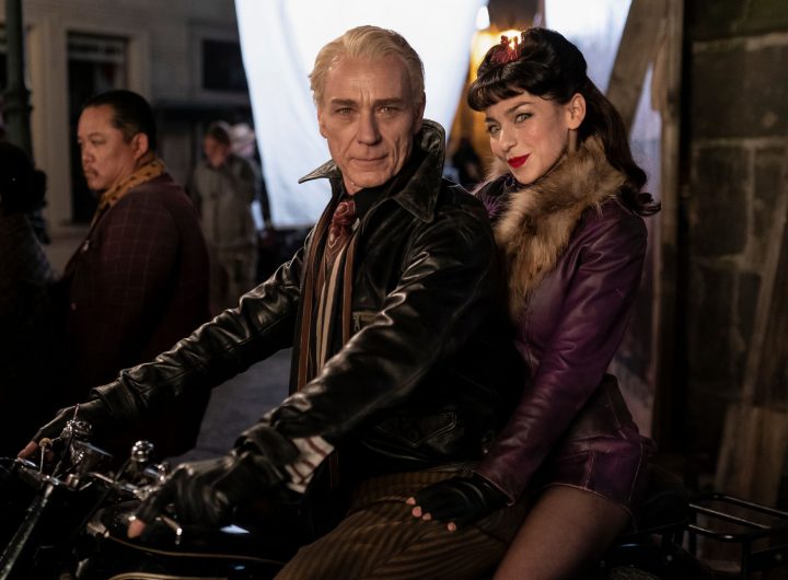 BTS, Ben Daniels as Santiago and Genevieve Dunne as Eglee - Interview with the Vampire _ Season 2, Episode 2 - Photo Credit: Larry Horricks/AMC