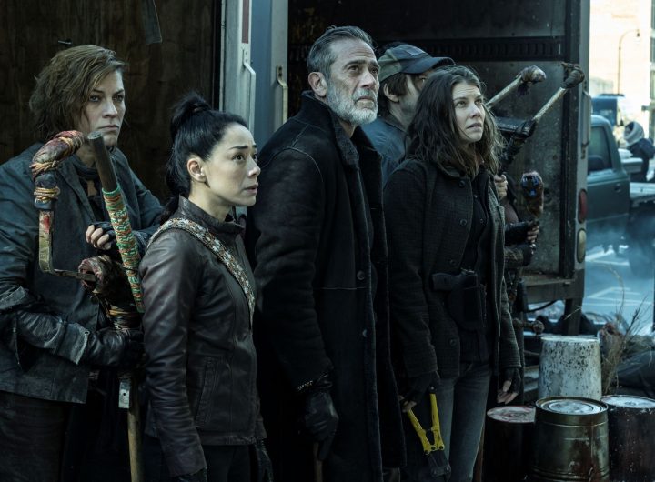 Lauren Cohan as Maggie, Jeffrey Dean Morgan as Negan, Jimmi Simpson as Mason, Aimee Garcia as Renata - The Walking Dead: Dead City _ Season 3, Episode 5 - Photo Credit: Robert Clark/AMC