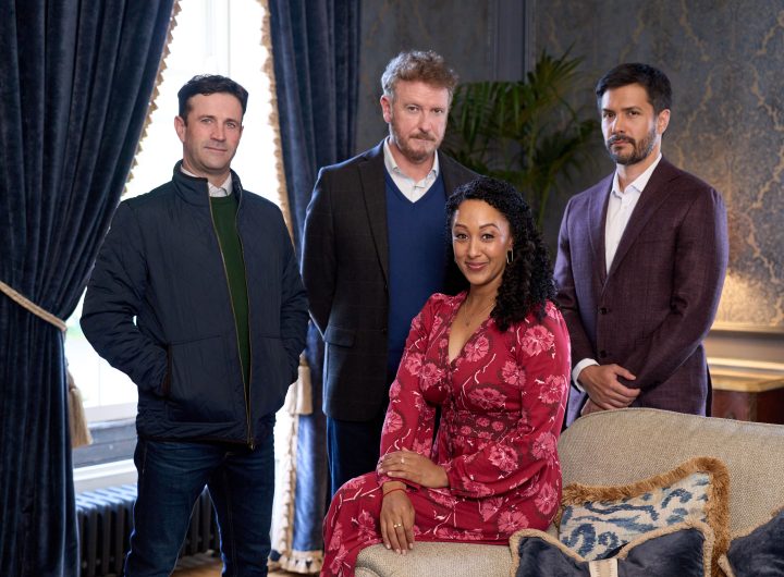 When Gethsemane is invited to play at a wedding, she and Eamon find themselves involved in the death of a member of the bridal party in Haunted Harmony Mysteries: Prelude to a Wedding . Photo: Adam Fergus, Risteard Cooper, Tamera Mowry-Housley, Marco Grazzini Credit: ©2026 Hallmark Media/Photographer: Steffan Hill