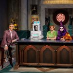 Host John Henson, with judges Aarti Sequeira, Zac Young and Stephanie Boswell as seen on Halloween Baking Championship season 12. Photo: Food Network