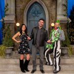 Host Jonathan Bennett with judges Shinmin Li and Andrew Fuller as seen on Halloween Wars season 16. Photo: Food Network