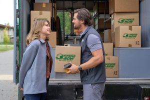 Aimee Teegarden and Chris McNally in Love Finds You. Credit: ©2026 Hallmark Media/Photographer: Courtney Julien