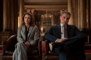 Keri Russell and Rufus Sewell in The Diplomat season 4. Photo: Netflix
