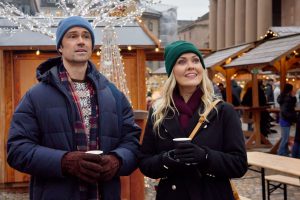 Corey Sevier and Emilie Ullerup in A Danish Christmas. Credit: ©2026 Hallmark Media/Photographer: Courtesy Johnson Production Group