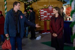 Robert Buckley and Lyndsy Fonseca in Holiday Touchdown: A Bears Love Story. Photo: Hallmark Media