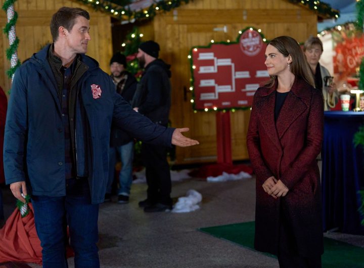 Robert Buckley and Lyndsy Fonseca in Holiday Touchdown: A Bears Love Story. Photo: Hallmark Media