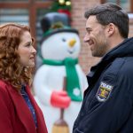 Sarah Drew and Peter Mooney in Mistletoe Murders season 3. Photo: Hallmark Media